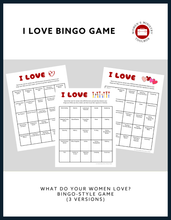 Load image into Gallery viewer, I LOVE Bingo Game PDF (What do your women love?)
